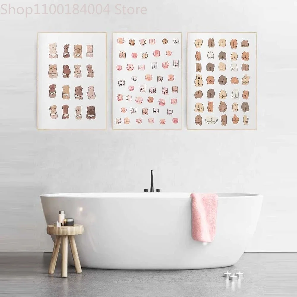 

Funny Bathroom Sign Canvas Prints and Poster,Cute Sexy Collage ButtsBathroom Picture Art for Men, Painting Wall, Toilet WC Decor