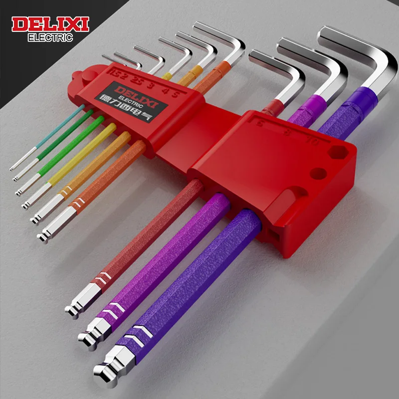 DELIXI ELECTRIC Allen Key Set，Allen Hex Wrench Screwdriver Set With High Temperature Quenching of S2 Alloy Steel,for Maintenance