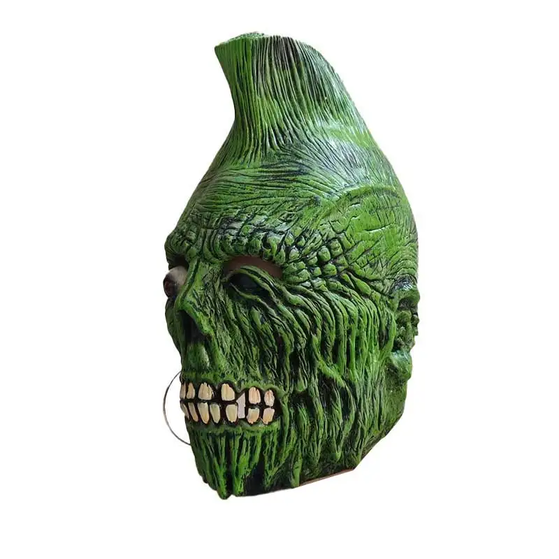 1 Stück grüne Zombie-Schädelmaske, Halloween-Maske, für die Gestaltung von Spukhaus-Szenen, gruselige und furchteinflößende Kostüm-Requisiten. – Detail 2