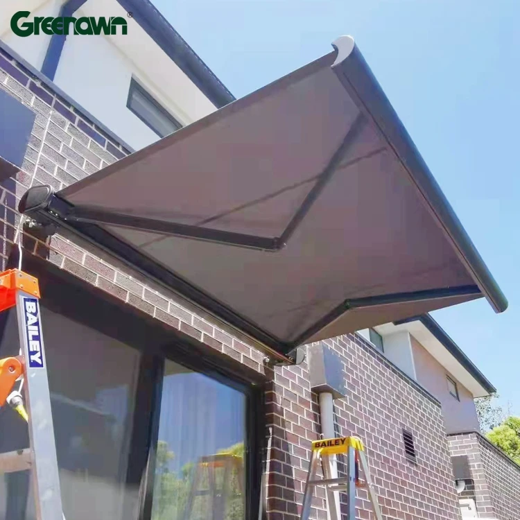 

Водонепроницаемый и солнцезащитный акриловый навес для патио с электроприводом, выдвижная крыша, полностью кассетный маркиза-навес, складной алюминиевый.