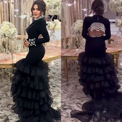 Customized Exquisite High Collar Mermaid Sweep/Brush Evening Dresses Beading Organza Formal Occasion Gown	robe pour cérémonie de