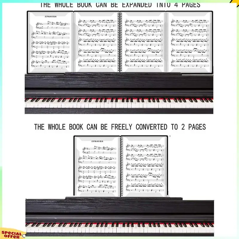 TURE 4X PTNOKA Sheet Music Folders Music Stand Accessories Music Binder 4 Pages Expand Spiral-Bound 40 Pockets