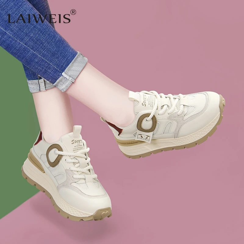 Luxury Brand Retro Flat Platforms Women Sneakers Outdoor Non Slip Ladies Casual Sports Shoes Students Leather Shoes Woman