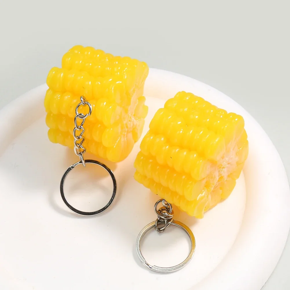 PVC Three-dimensional Simulation Vegetable Fruit Model Miniature Corn Segment Model Decoration Students Fun Backpack Pendant