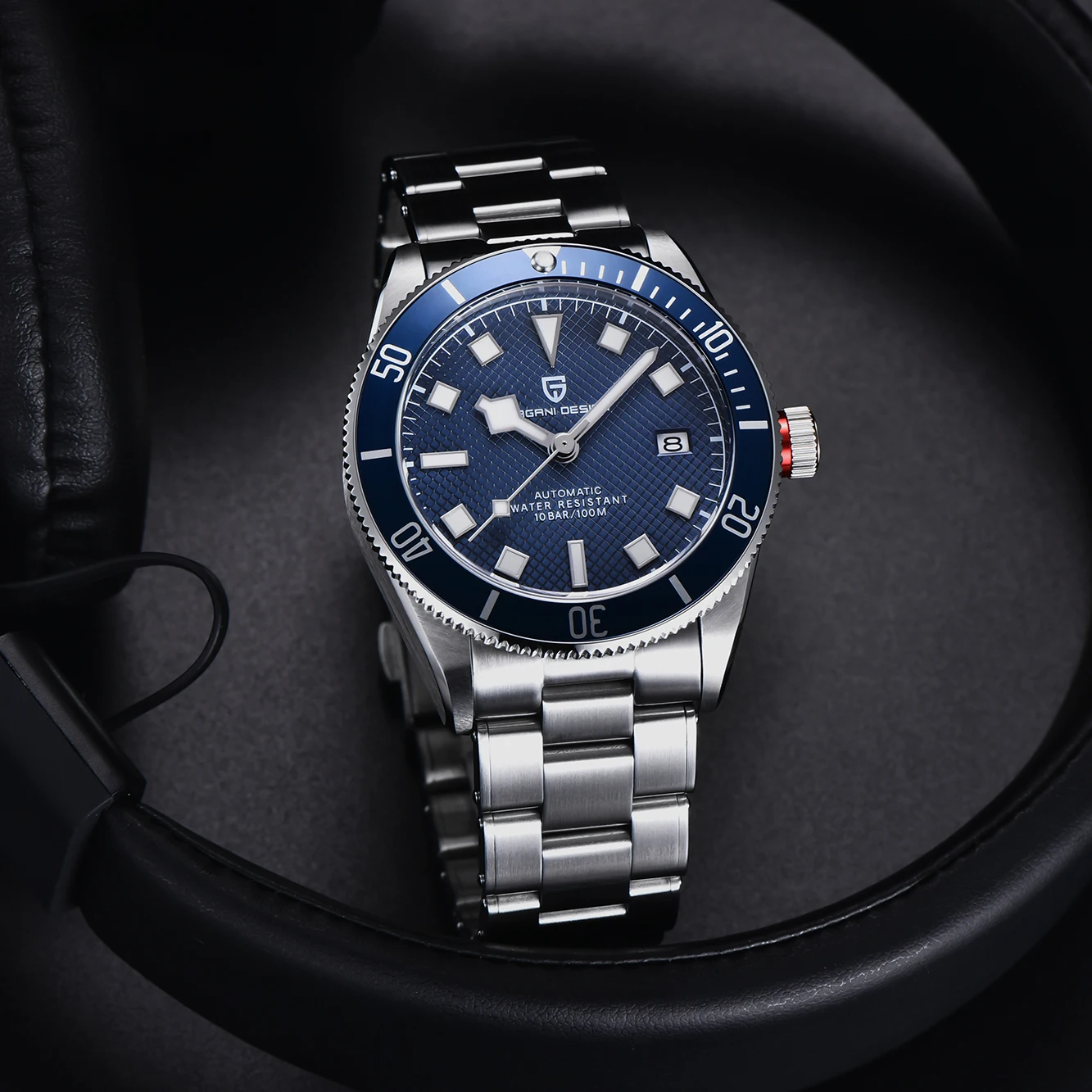 Men's Retro Blue Automatic Watch with Box