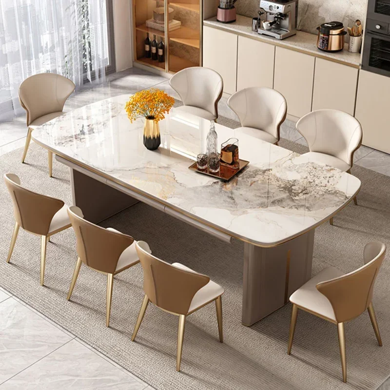 Dressing Dining Table Set Chairs Hospitality Marble Reception Console Table Side Computer 8 People Mesa Comedor Coffee Tables