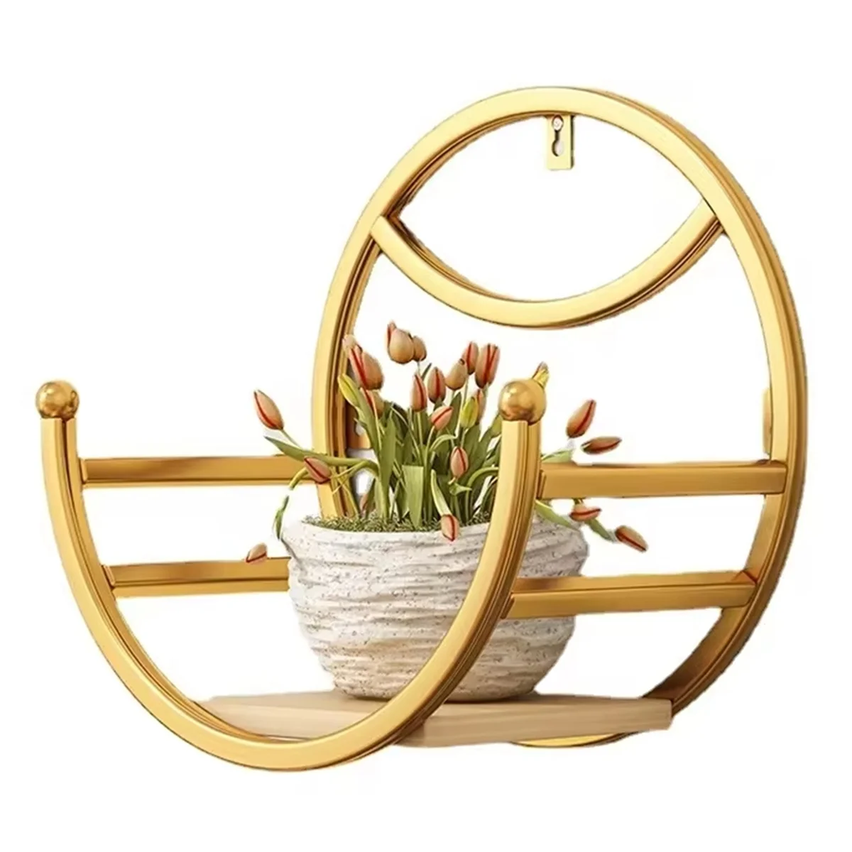 HHTL Wrought Iron Balcony Wall-Mounted Flower Stand - Restaurant Wall Flower Rack, Plant Storage Shelves for Living Room