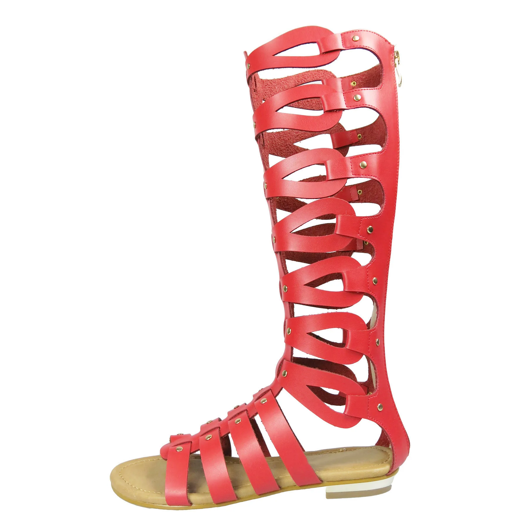TIMETANG  Women Summer Cool Boots Sexy Open Toe Cut-out Gladiator Flat  Fashion Rome Back Zipper  Street Style  Sandals Shoes