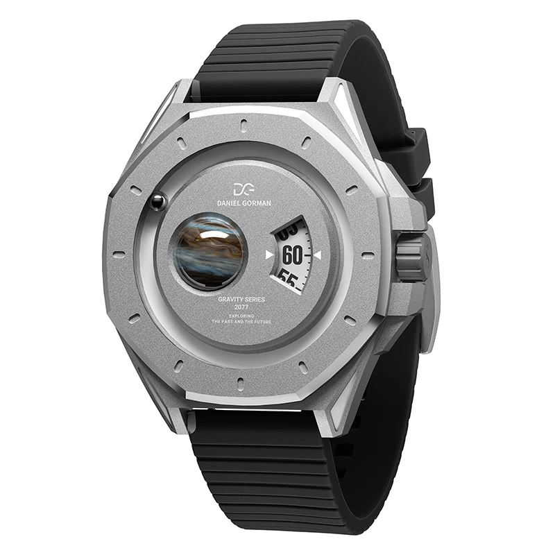 Daniel Gorman Gravity Series Jupiter Sport Herrenuhr, großes Gehäuse, Quarz-Silikonarmband, wasserdicht