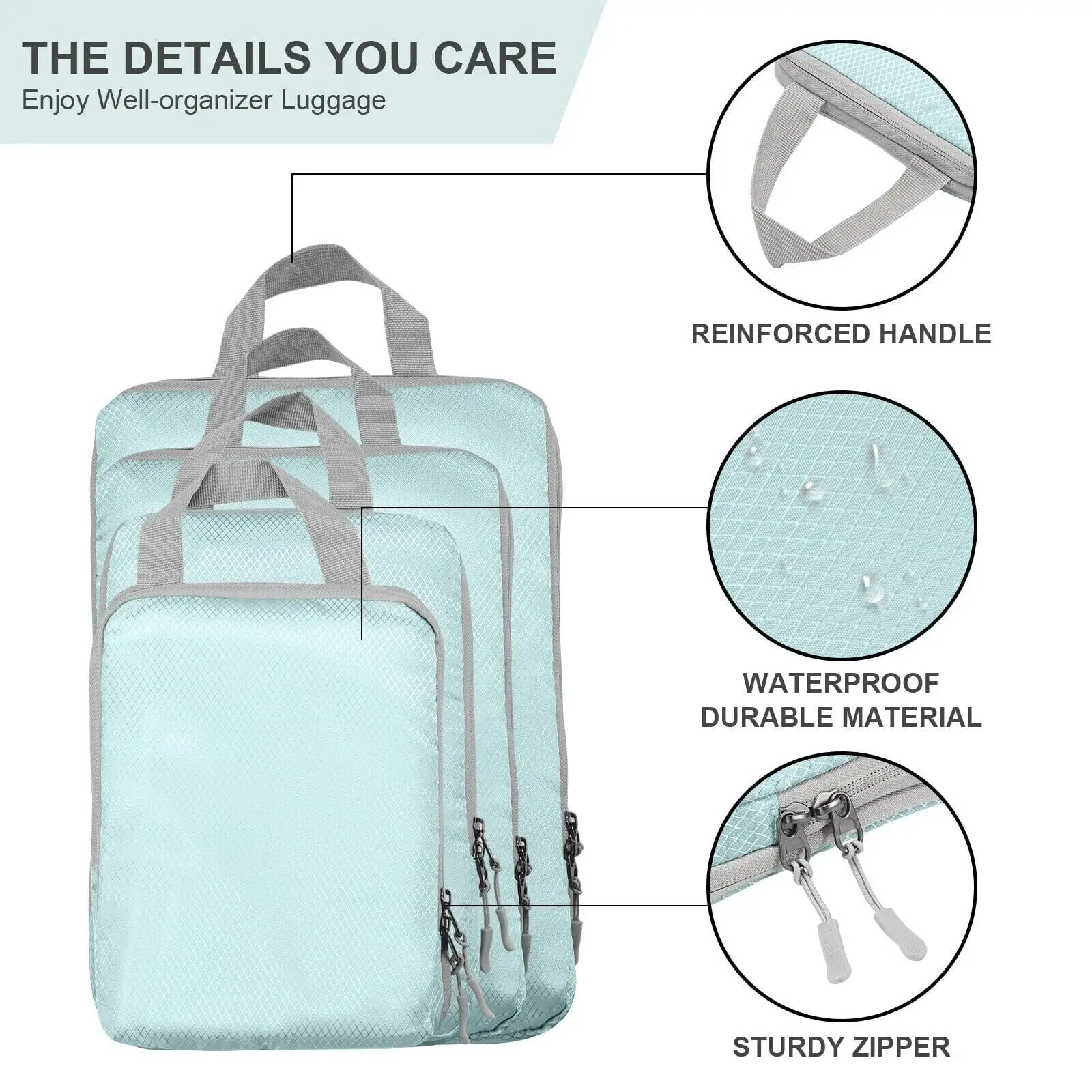 Compression Bags for Travel 4 Pcs Compression Travel Organiser Suitcase Organizer Bags Set Packing Cubes Travel Double-Stitched