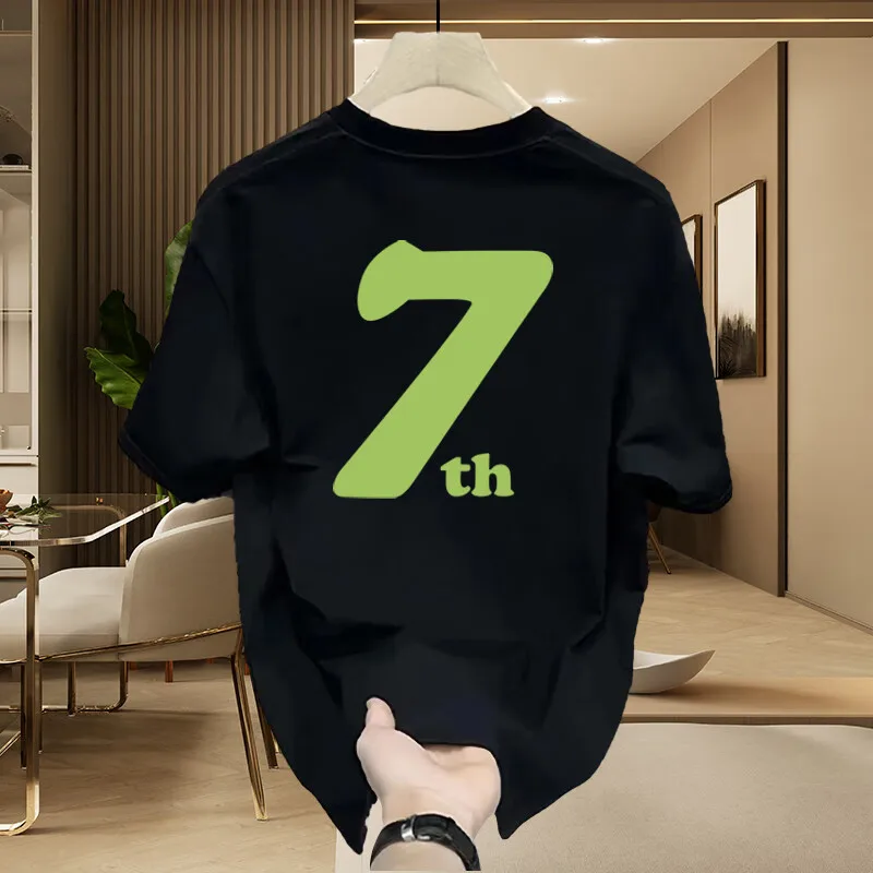 

2025 summer new cotton short-sleeved T-shirt mens printed versatile round neck loose trend T-shirt