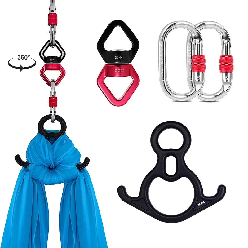 Aerial Silks Hardware Swing Swivel Descender Carabiners Rock Climbing Fly Yoga Swing Hammock Accessories