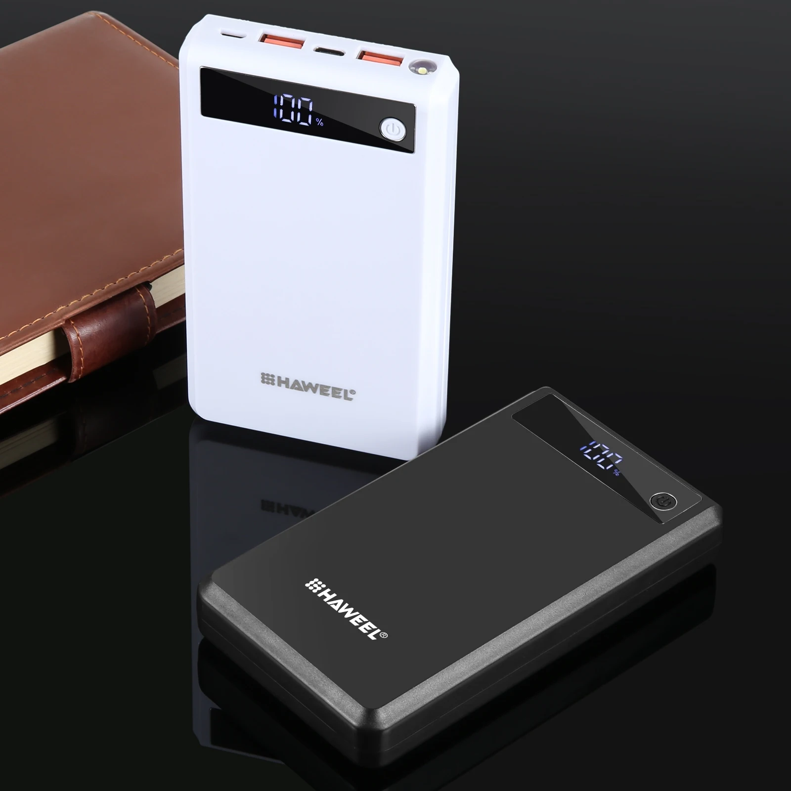 HAWEEL DIY 6x18650 Battery (Not Included) 4W Fast Charge Power Bank Box Case with Display, Not Include Battery