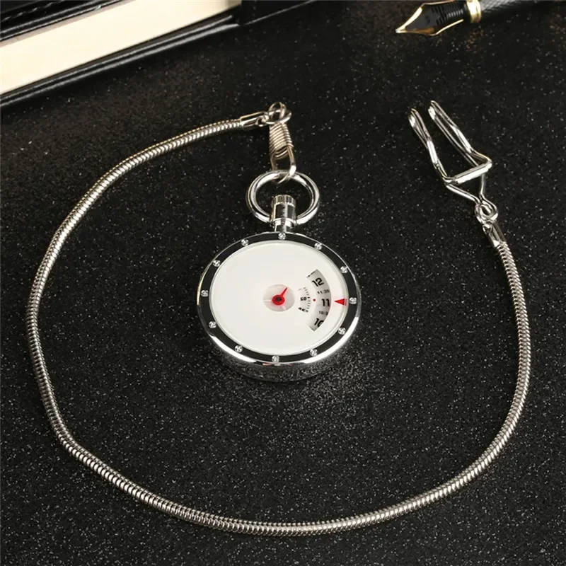 Black/Silver Turntable Dial Pocket Watch Quartz Black Pendant Snake Chain Clock for Men Women Creative Timepiece Gifts