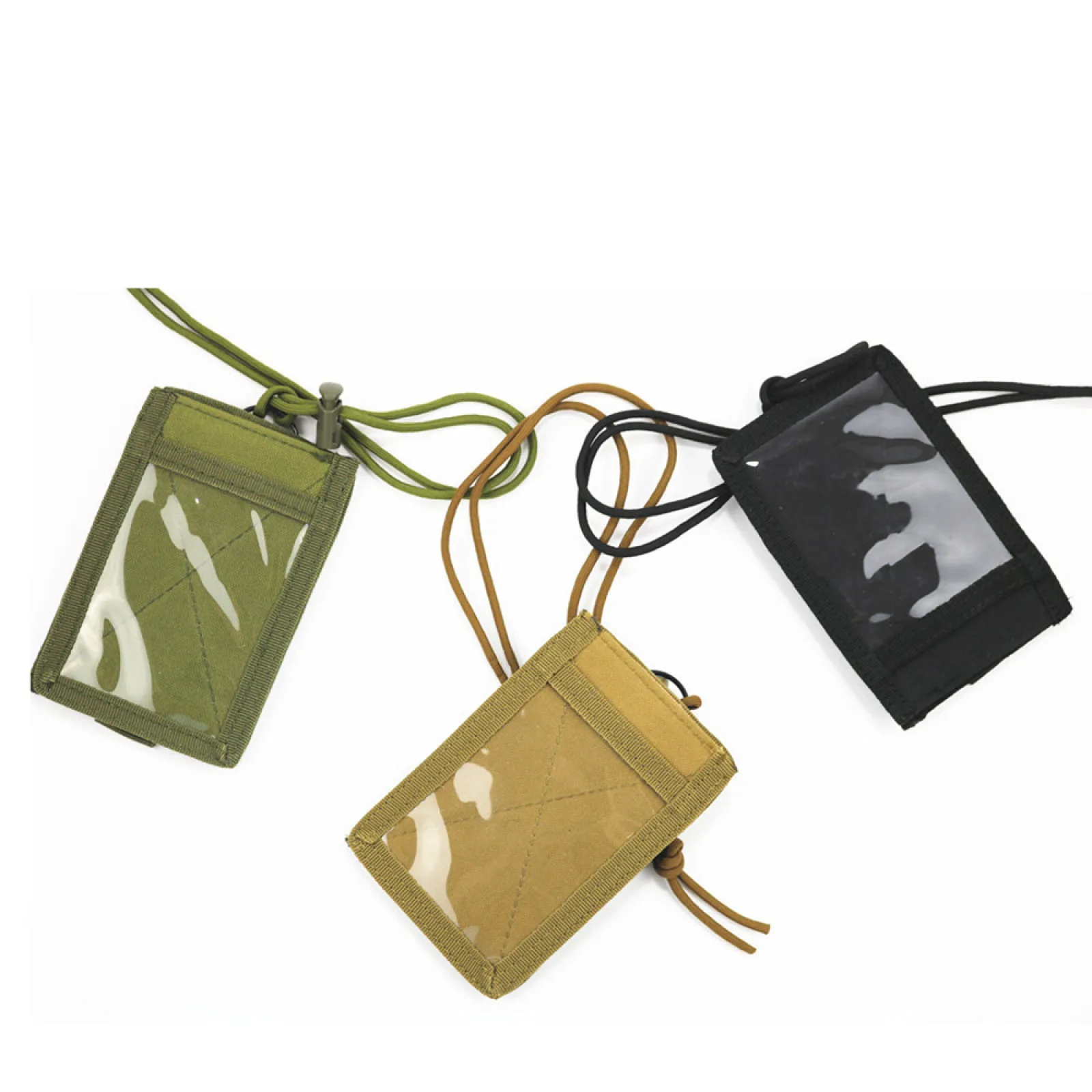 1Pc Army Fan Tactical ID Card Case Patch Neck Lanyard and Credit Card Organizer Change Purse ID Wallet Holder 1000D Nylon