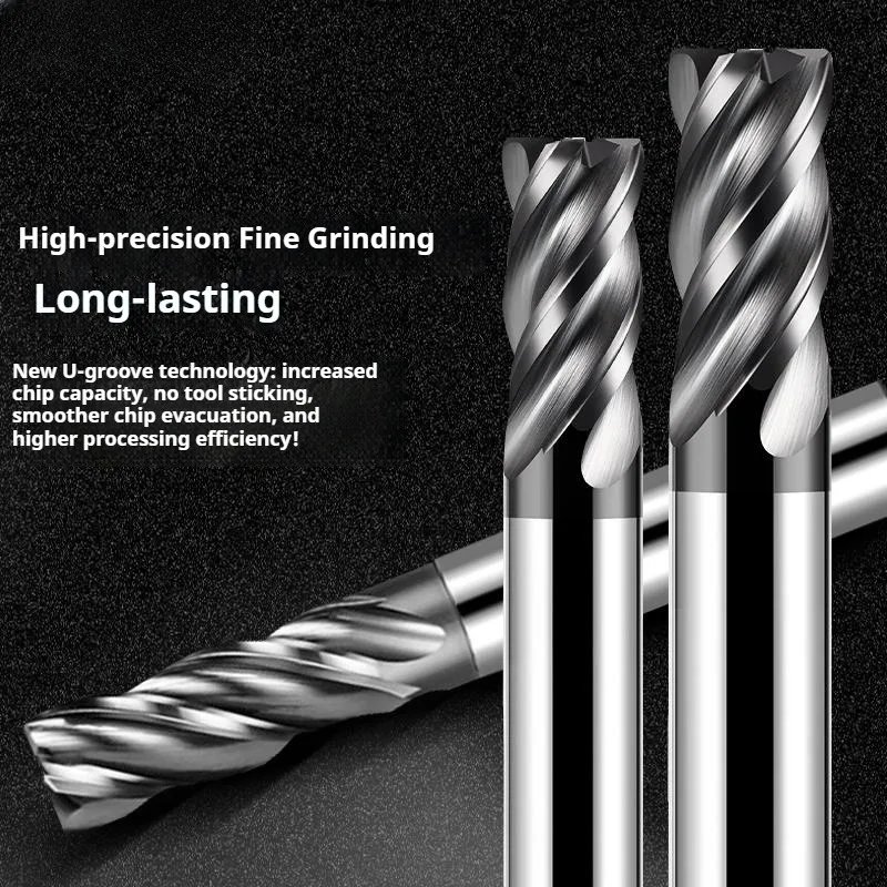 HRC70 4 Flutes CNC Bullnose End Mill R0.5 R1 R2 Tungsten Carbide Cutter for Metal Surface Machining