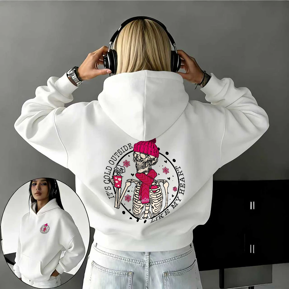 

Осенне-зимний свитшот Disney Skeleton Image Core из 100% чистого хлопка с принтом для мужчин и женщин, повседневный и теплый топ