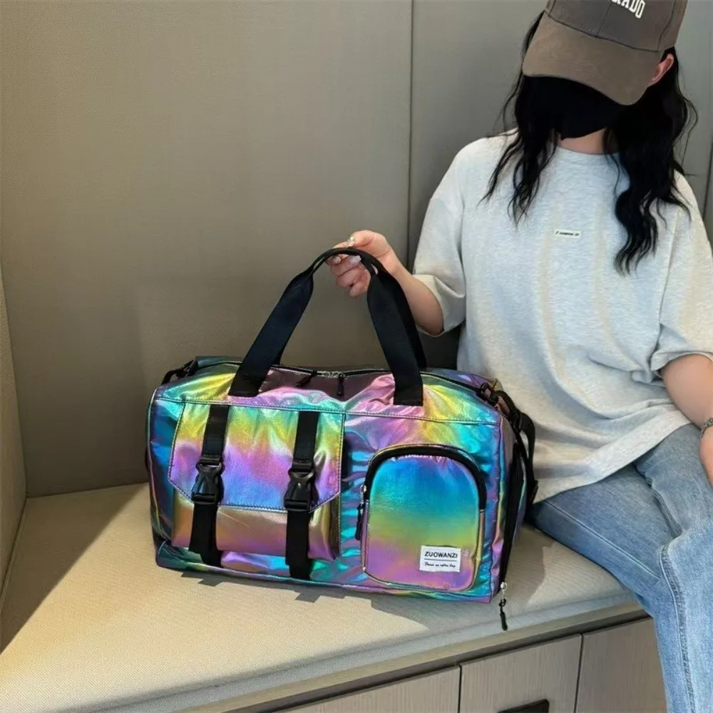

Pack Pearl Glossy Gym Bag Wet Dry Separation Waterproof Travel Luggage Bag Large Capacity Carry-On Weekender Gym Tote Yoga