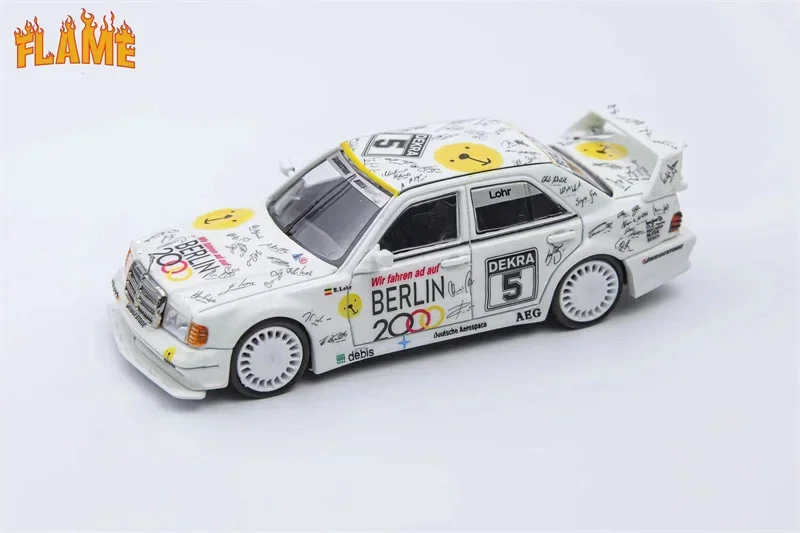 Flame 1:64 190E W201 2.5-16 Evo Berlin 2000 livery #5 White Luminescence limited299 Diecast Model Car