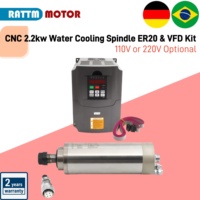 【EU&BR Stock】CNC 2.2kw Water Cooling Spindle ER20 2200W 220V Water-cooled Milling Spindle + 2.2KW VFD Inverter for CNC Engraving