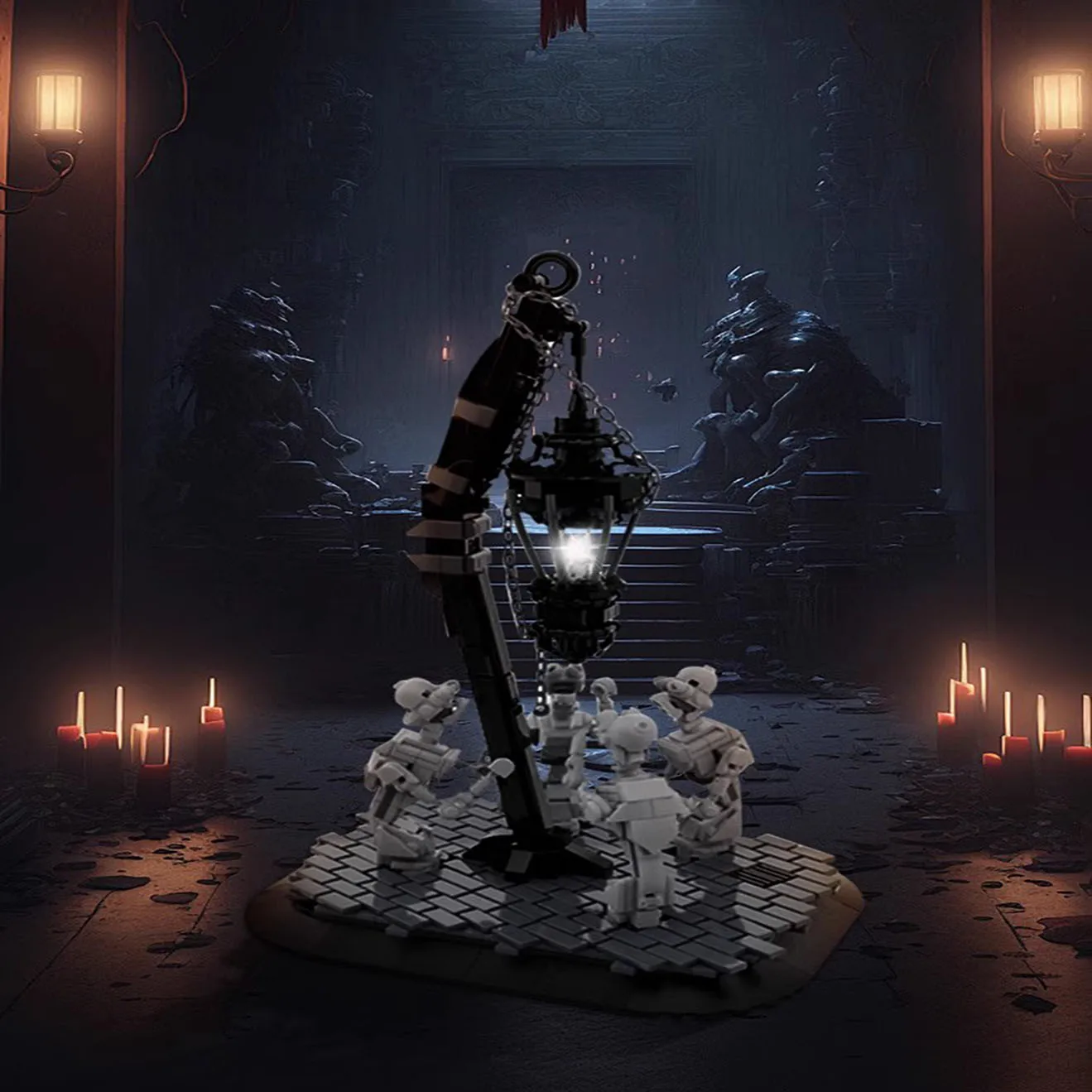 

MOC Bloodborne Curse Blood Light Street Scene Compatible with High Brick Parts Assembly and Splicing Block Toys