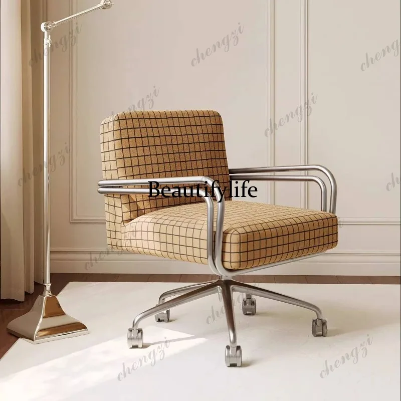 A68Brown Soft Office Chair Armrest Nordic Swivel Oversized Comfortable Computer Chair Relaxing Sillas De Oficina Office Furnitur