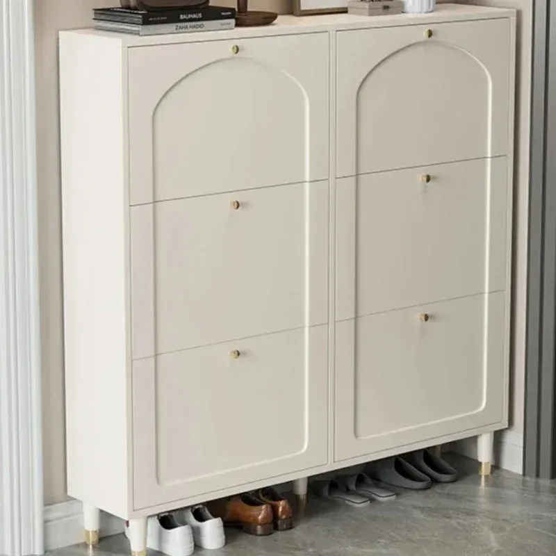/Vertical White Shoe Rack Minimalist Small Fashion Apartment Unique Shoe Cabinets Design Fashion Zapatero Space Saving Furniture