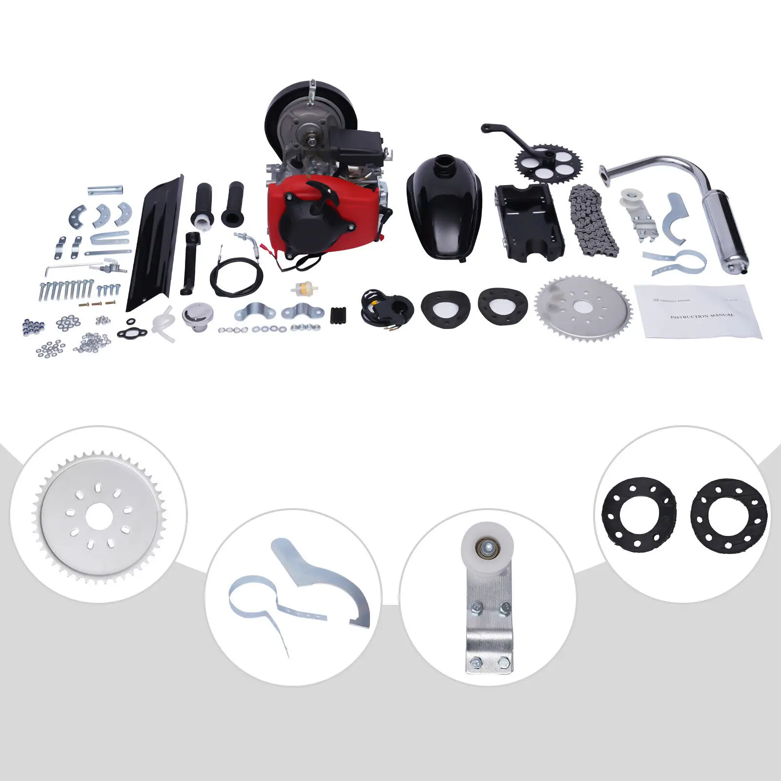 Kit motore bici ciclo gas 4 tempi 49CC Set completo motore bicicletta motorizzato a benzina