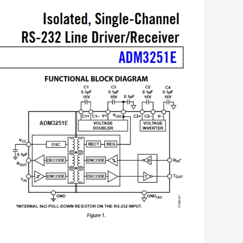 ADM3251EARWZ Isolated single-channel RS-232 line driver receiver