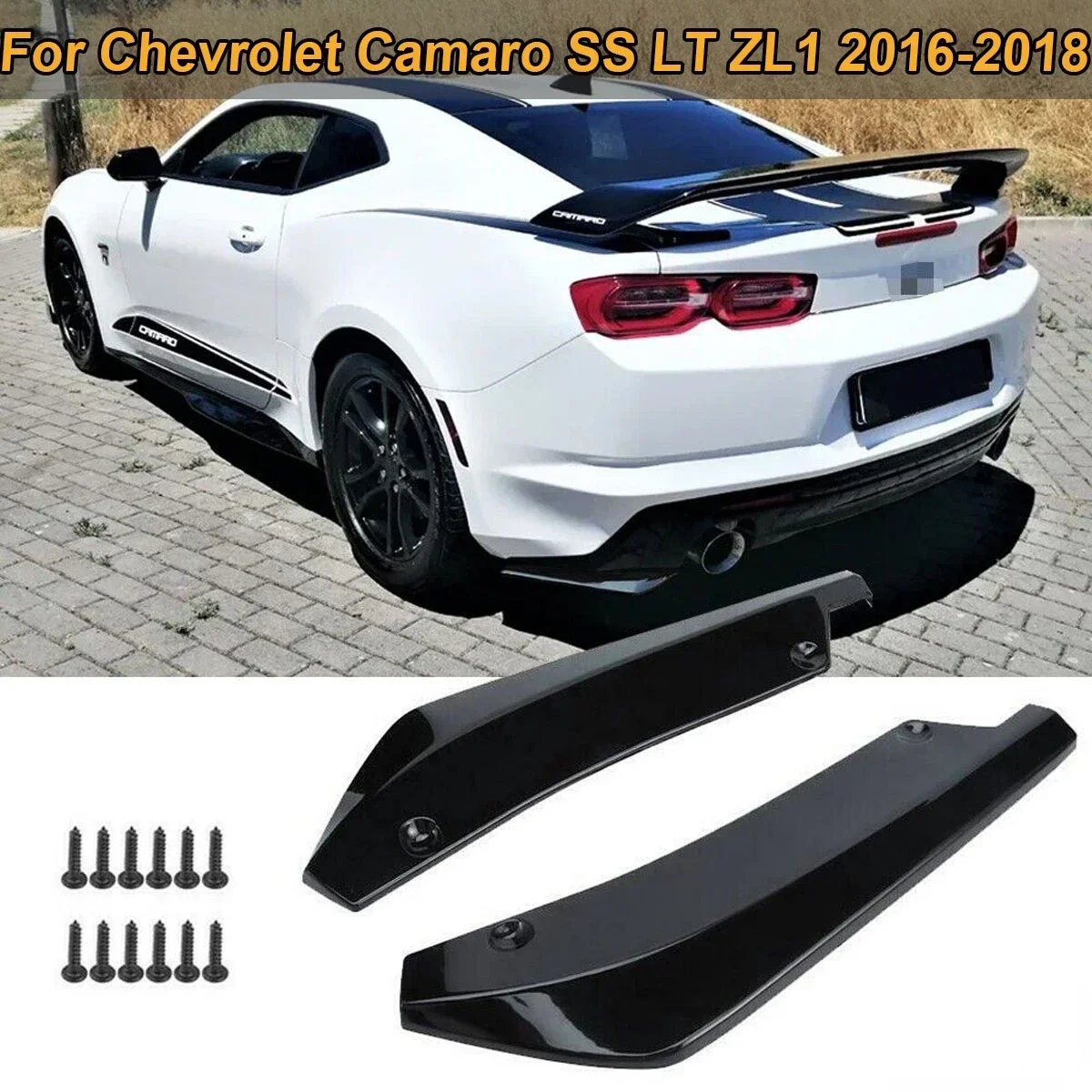 2PCS/SET Rear Bumper Canard Splitter Side Spoiler Diffuser Valance Trim For Chevrolet Camaro SS LT ZL1 2016-2018 Car Accessories