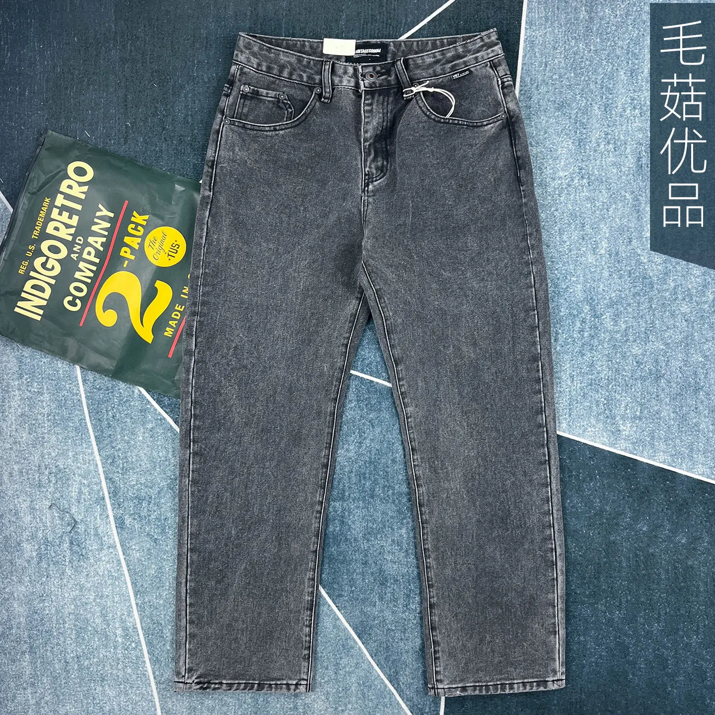 

Универсальные и стильные осенние толстые джинсы в американском стиле ретро дымчато-серого цвета, мужские свободные брюки прямого кроя, модный японский стиль