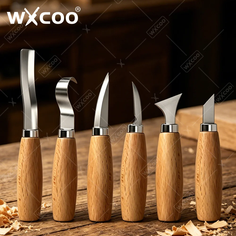 WXCOO Ergonomic Wood Carving Hook Chisel Knife Crooked Sculpting Tools for Spoon Making Beginners Professional Woodworkers