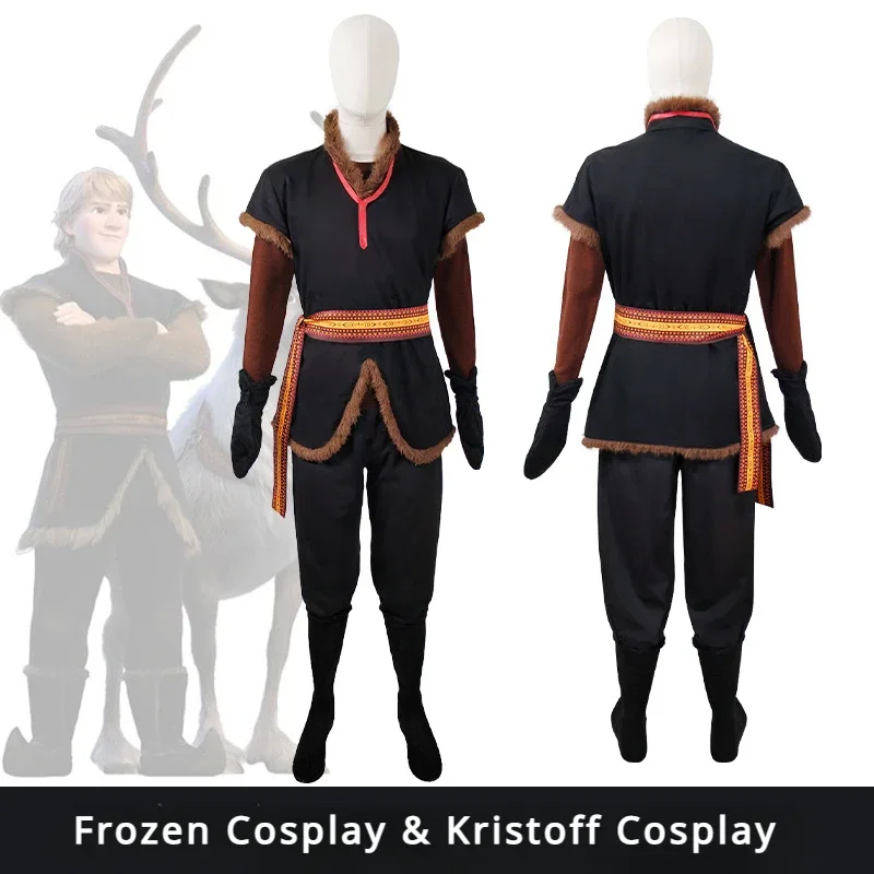 2025 New Frozen Prince Cosplay Costumes Kristoff Jacket Shirt Pants Belt Adult Unisex Set Carnival Party Costume A abc