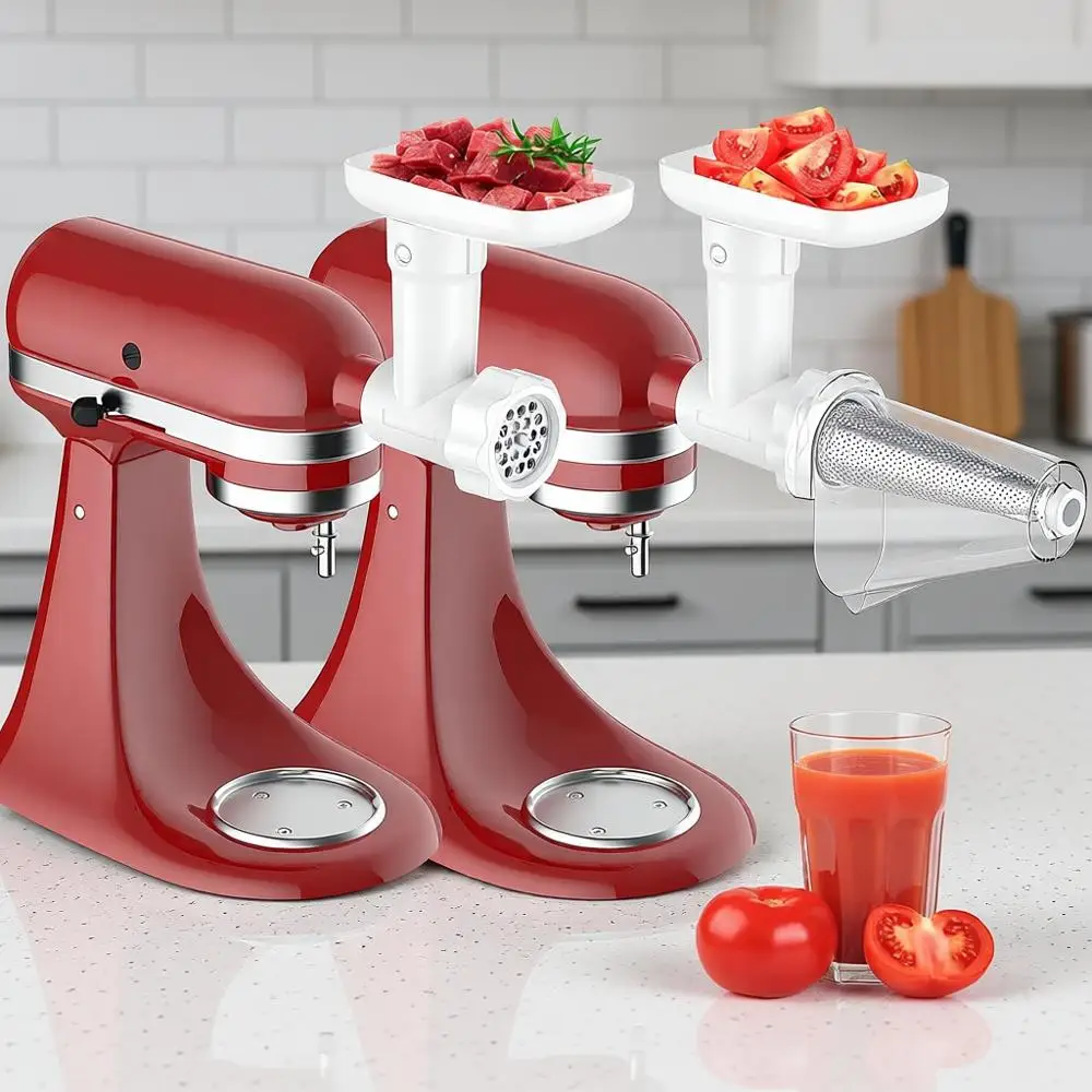 

Vegetable Strainer Attachment Set, Food Grinder with Sausage Tubes and Juicer Auger, Meat Grinder Attachment