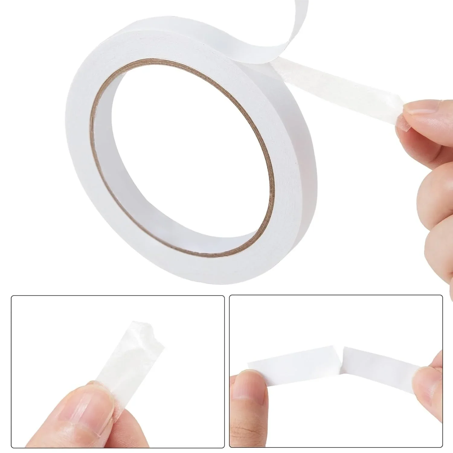 1/4 بوصة لفتان من الشريط على الوجهين، وصناعة البطاقات، وتغليف الهدايا، والمكتب، والقرطاسية المدرسية، والأدوات المنزلية (العرض: 6 مم)