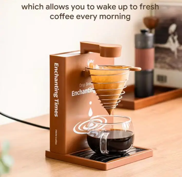 Electric Espresso Machine with Filter Paper Creative Portable Coffee Machine Compact Mini Coffee Brewer for Home Office Library