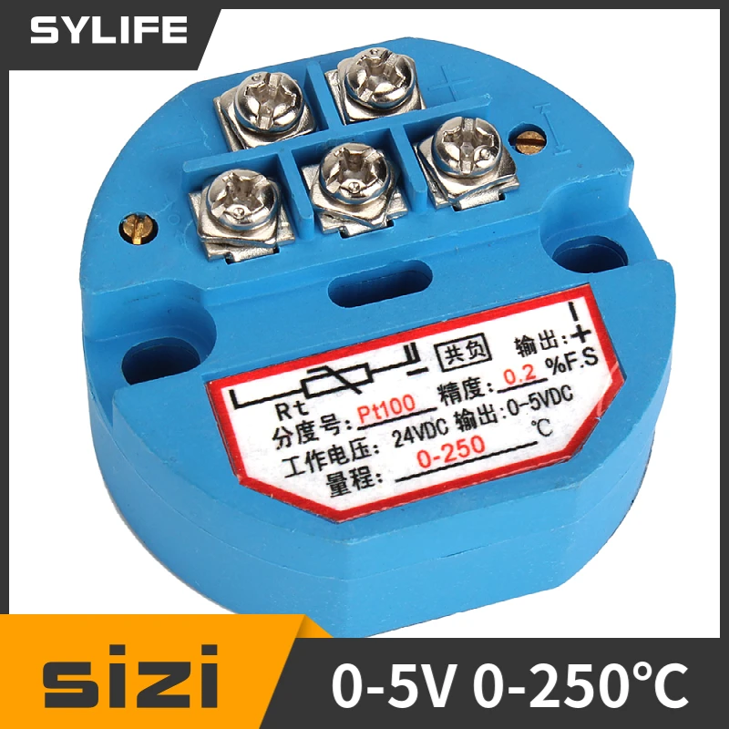 

DC24V PT100 Temperature Sensor Transmitter 0-250C Output 0-5V