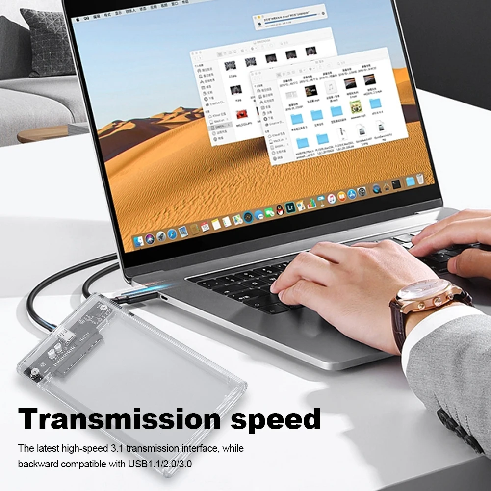 Casing Hard Drive portabel USB 3.1, penutup Hard Drive eksternal 10Gbps 2.5 inci SATA ke USB 3.1 UASP, casing Hard Drive portabel, mendukung bebas kabel UASP