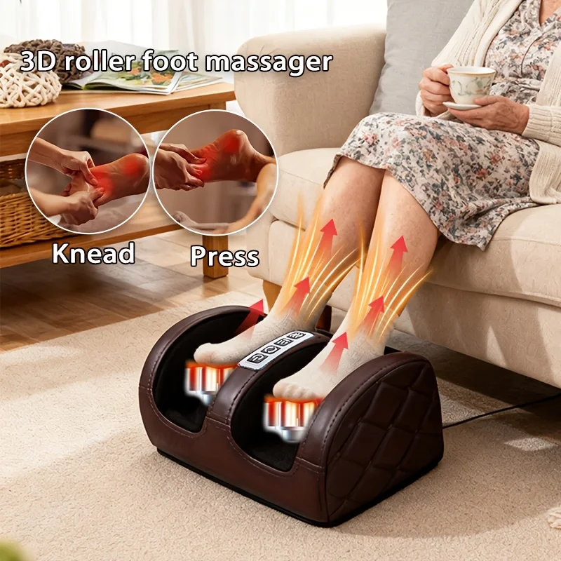 Masajeador eléctrico multifuncional para pies, masaje con rodillos giratorios bidireccionales, 3 niveles de intensidad de masaje, disfrute sin esfuerzo de la relajación del masaje de pantorrillas y pies, equipo de relajación para el fitness, el mejor rega