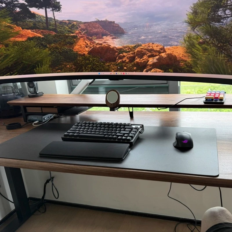 Minimalist Monitor Stand Riser with Phone And Tablet Holder Multi-Functional Desktop Shelf Office Desk Organizer