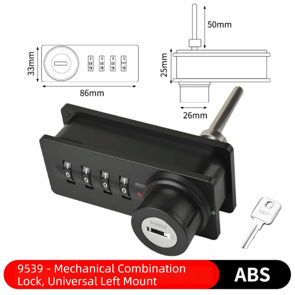 Zinc Alloy Combination Cabinet Lock 4-Digit Red-Green Indicator Mechanical Password Lock Emergency Key Automatic Reset