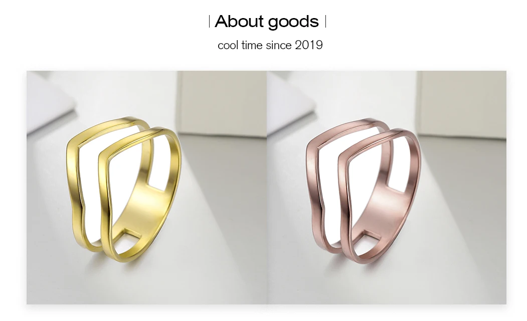 COOLTIME Einfacher modischer Wellenring aus Edelstahl, geometrisch, Party-Fingerringe, Schmuck, Geburtstagsgeschenk für Frauen – Detail 3