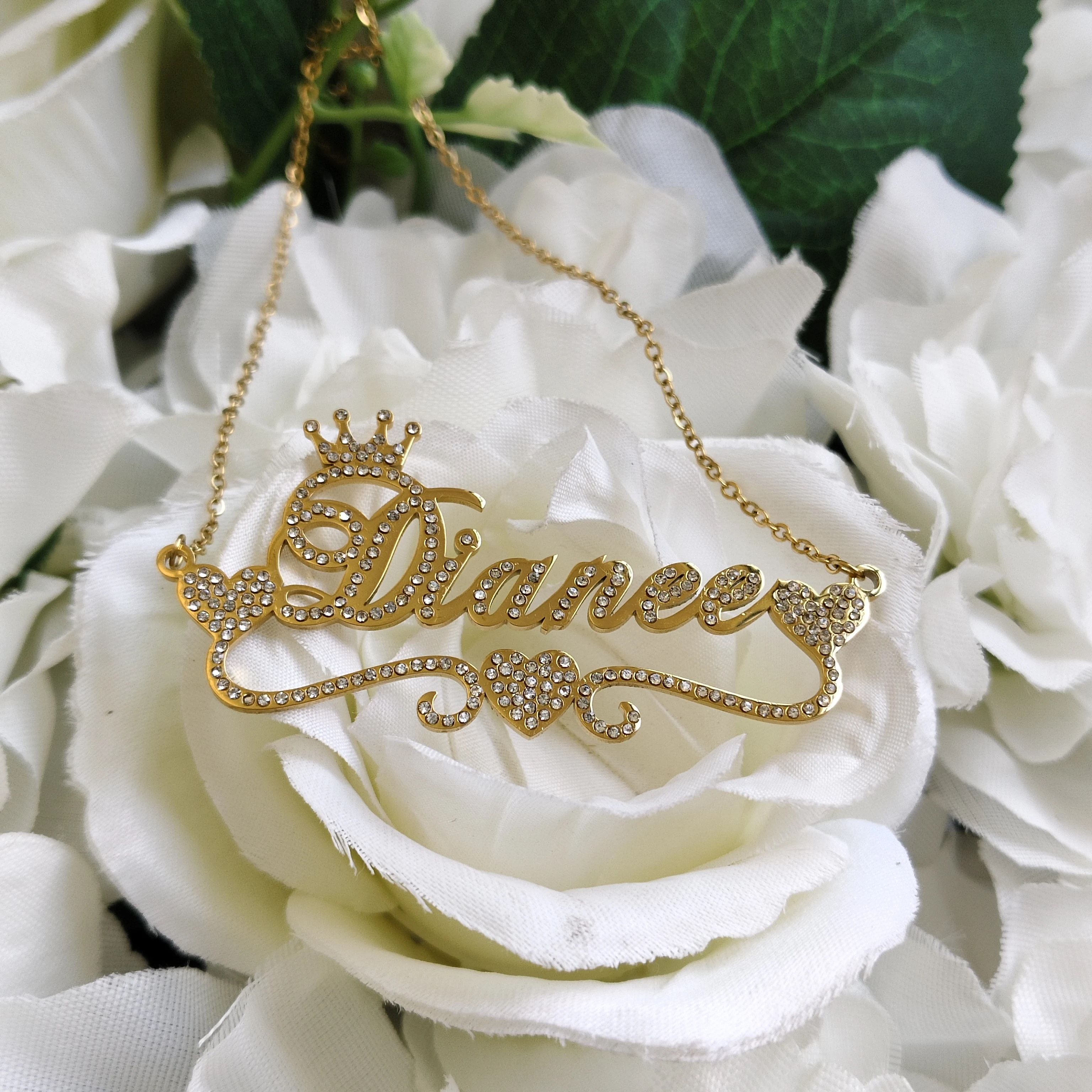 

DHQH New Customized Name Diamond Necklace Personalized Letter Diamond Pendant Necklace Christmas Gift Manufacturer Direct Sales