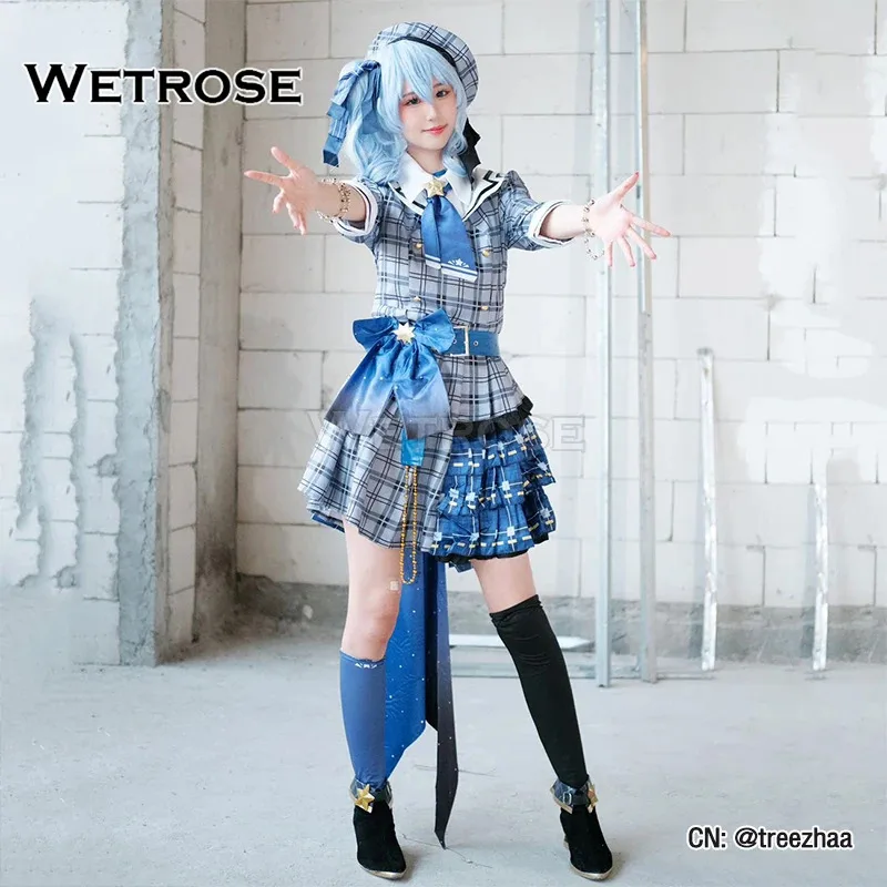 

【Wetrose】В наличии Hosimati Suisei Косплей Костюм Suisui Classic Hololive Vtuber Holo Полный комплект Шляпа Парик Хэллоуин