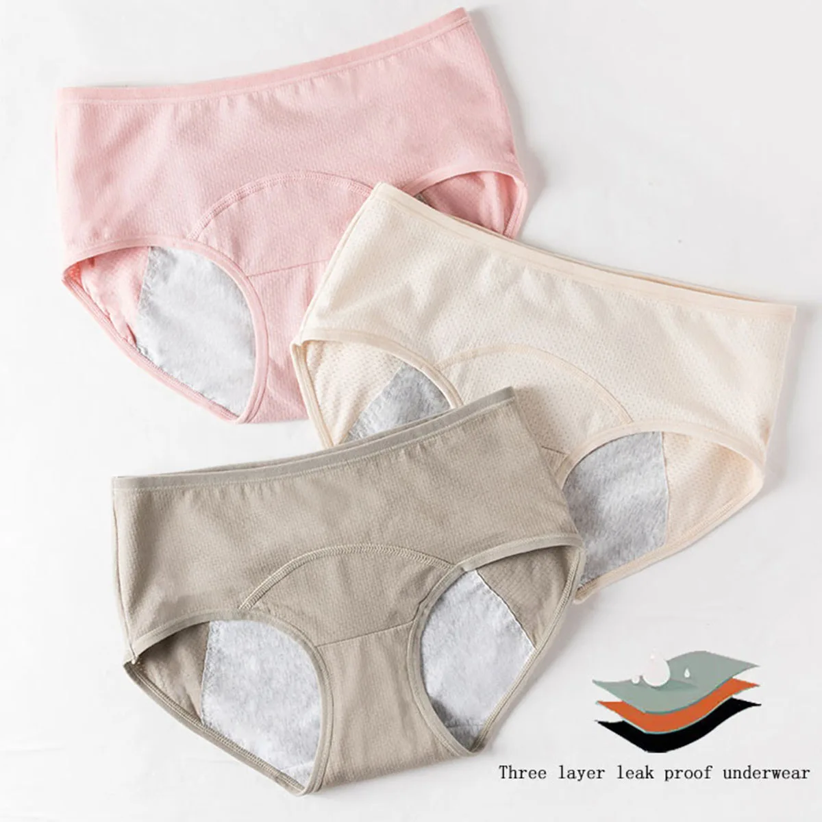 Women's Physiological Briefs Girl Menstrual Panties Ladies Period Leak Proof Panty Mid Waist Ice Silk Underwear