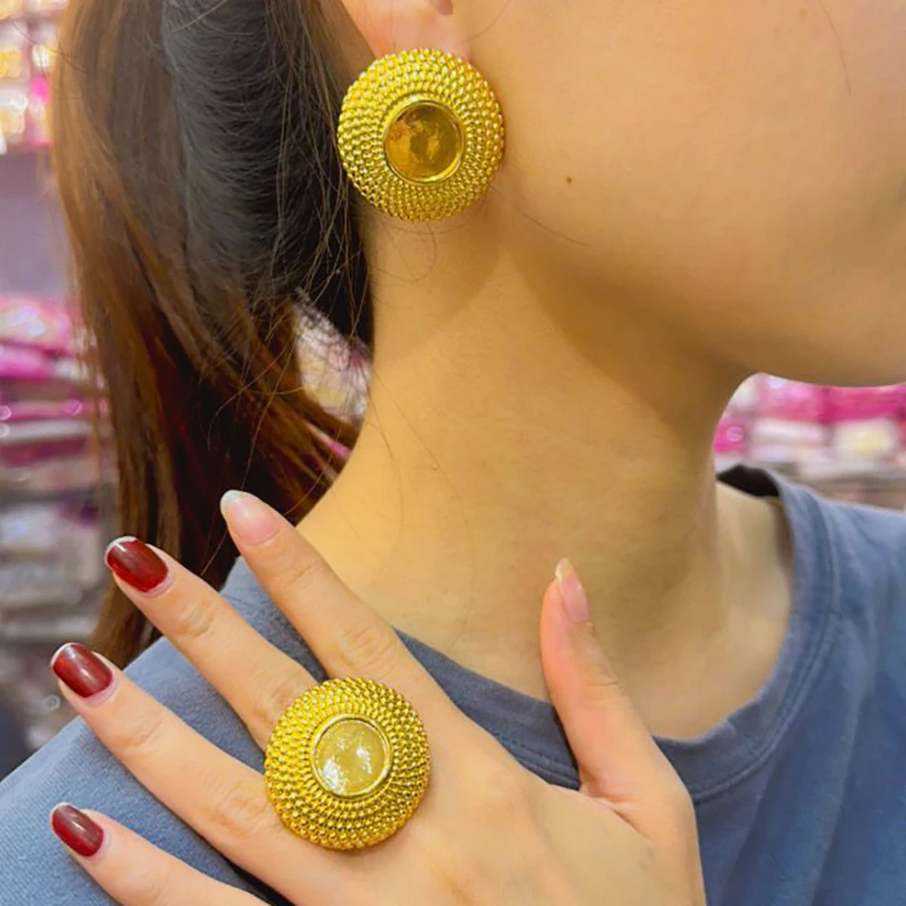 YM Gold Plated Hoop Earring and Ring Set 4