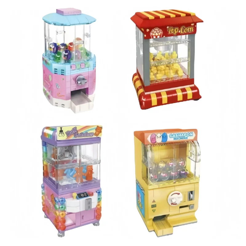 Caramelo palomitas de maíz garra Gashapon máquina de bloques de construcción MOCJJ9076-JJ9079 modelo ladrillos instalaciones de entretenimiento DlYToy Ldeas regalo niños