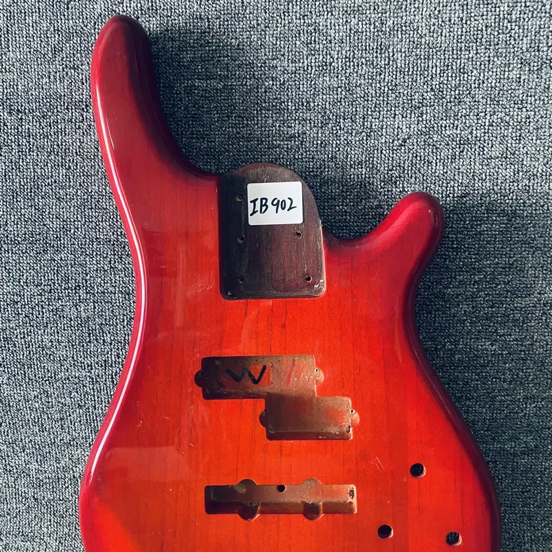 IB902 Transparent Red Color Active PJB Bass Guitar Semi Finishing Electric Bass Body for Replace Sales DIY Guitar Parts