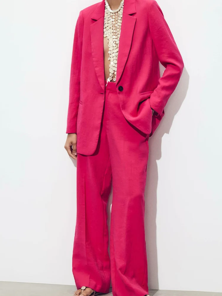

European and American style women's summer new fashion trend leisure pleated effect suit jacket high waist trousers suit