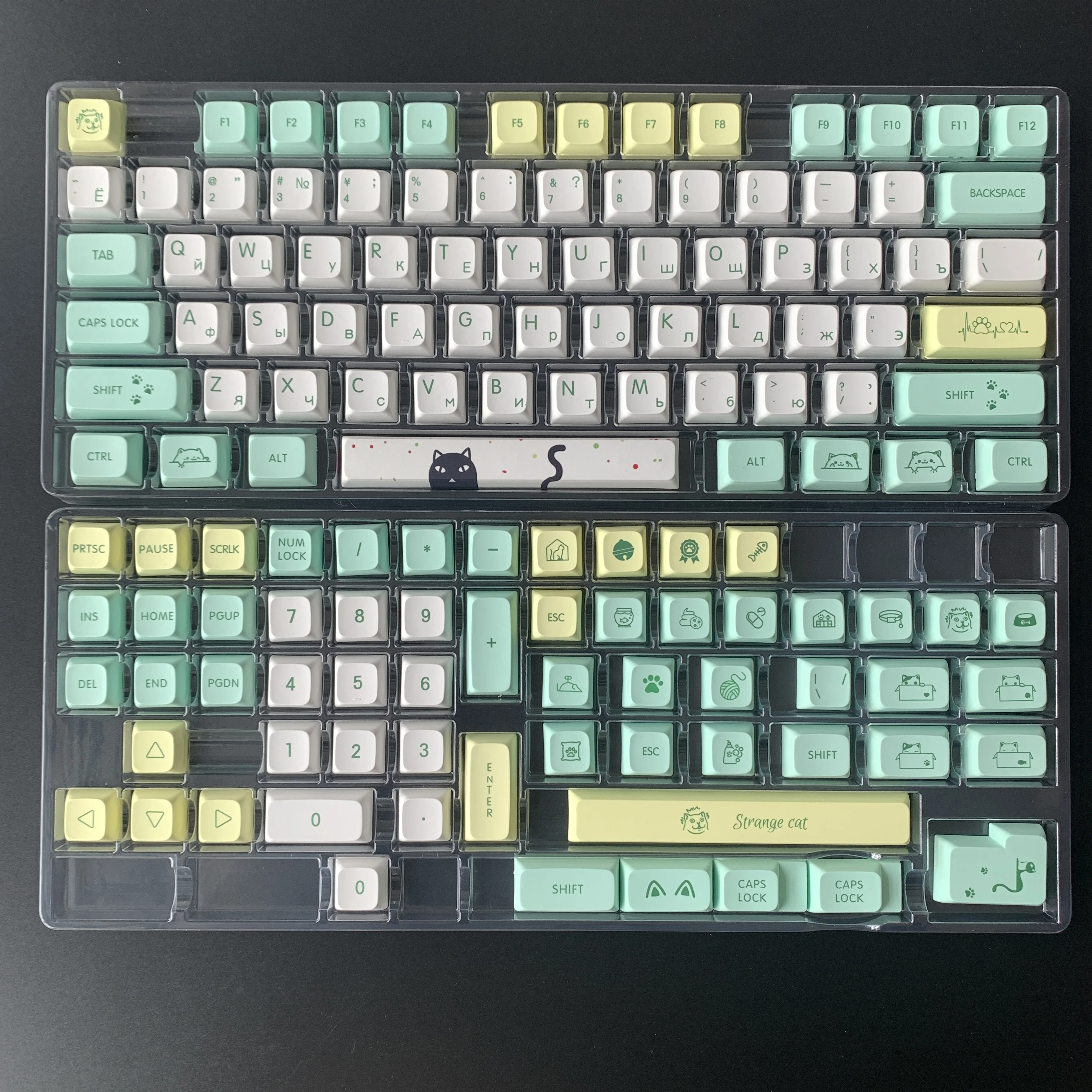 MAIMOOO-Cat Tema Keycaps para Teclado Mecânico, Russo, 6.25U, PBT, Sublimação Dye, XDA, Bonito, MX Switch, 131 Chaves